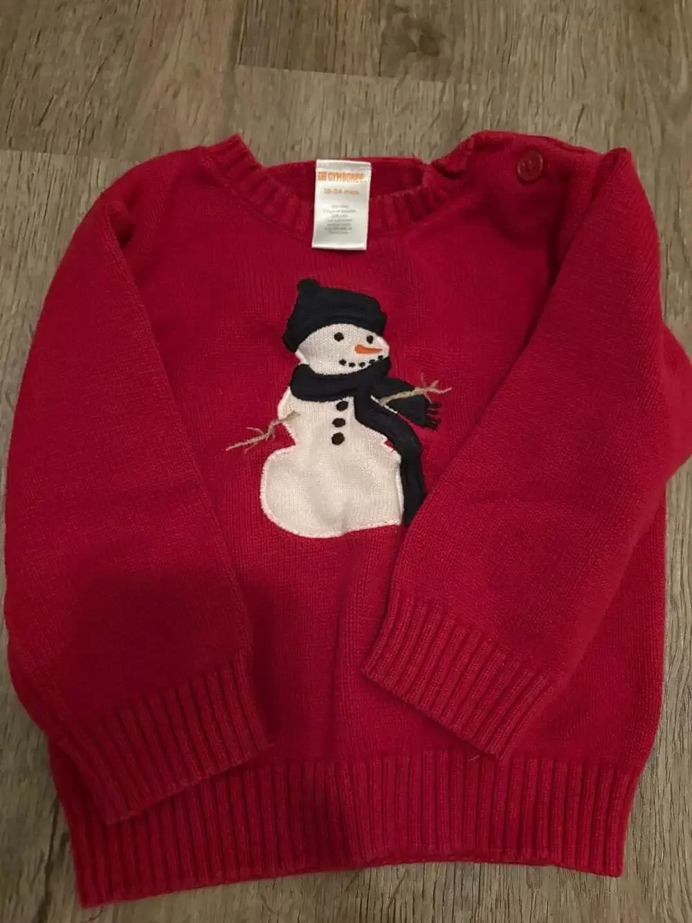 Gymboree Toddler Boys Red Snowman Knit Sweater 18-24 Months